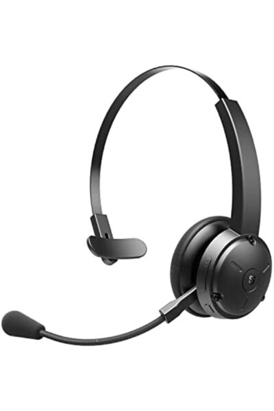 SoundPEATS Wireless Bluetooth Headset A7 Pro with Microphone, AI Noise Cancellation, 40 Hours Playback for Comp