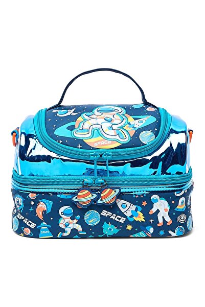 R&B حقيبة غداء مزدوجة الطبقات للأولاد باللون الأزرق الداكن