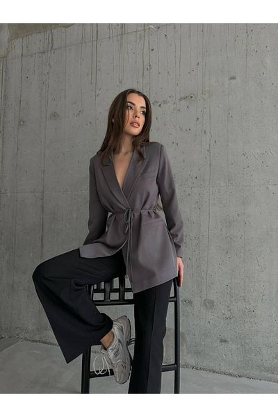 Hazel Jachetă blazer antracit cu talie pentru femei