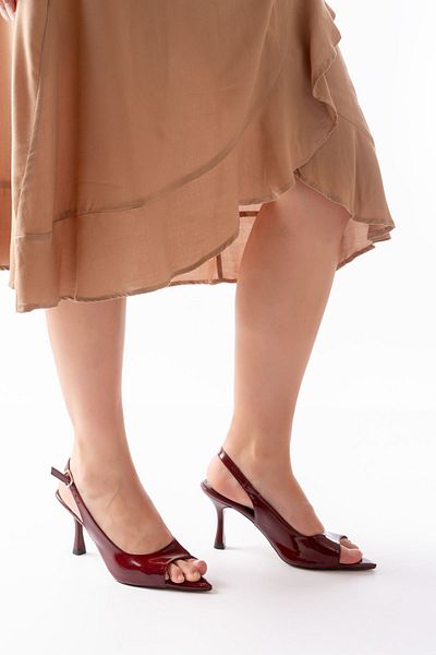 ASKA 717 Patent Leather Pointed Toe Heeled Women's Sandals