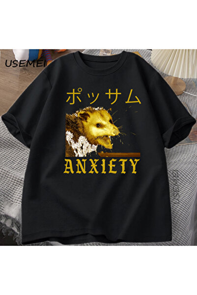 Tarzsokak Μπλουζάκι Anxiety Possum σε ιαπωνικό στυλ Άνετο βαμβακερό κοντομάνι...