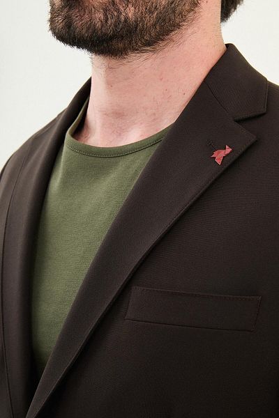 Mcr Straight Slim Fit Mono Collar Classic Men's Jacket Brown - 41458.25Y