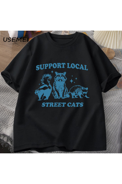 Tarzsokak Susține-ți pisicile locale de pe stradă Tricou retro Tricou amuzant...