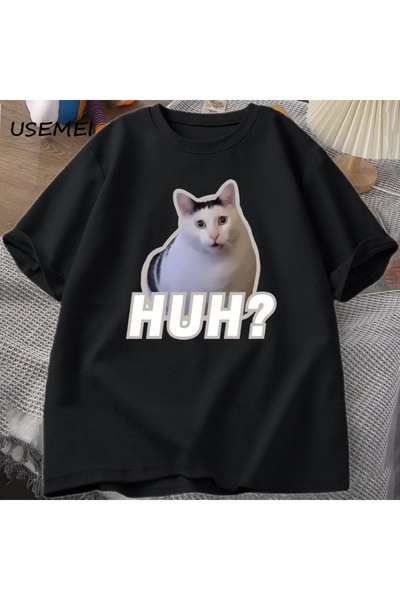 Tarzsokak Huh Cat Meme T-shirt Αστεία χαριτωμένα γραφικά μπλουζάκια με γάτες ...