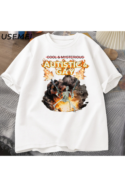 Tarzsokak Otistik ve Eşcinsel İskelet Patlama T Shirt Unhinged İskelet Meme T...