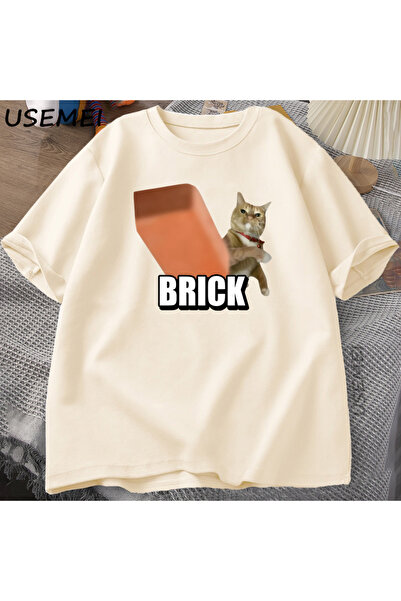 Tarzsokak Tricou amuzant Cat Throwing Bricks Meme ușor pentru bărbați și feme...