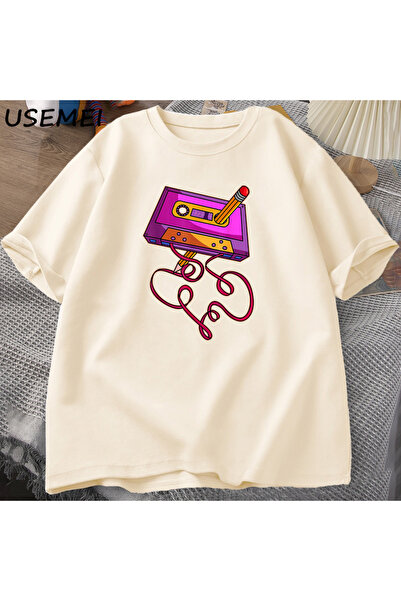 Tarzsokak Tricou cu imprimeu cu bandă casetă din anii '80 Tricou cu muzică re...