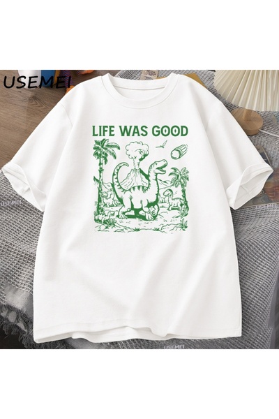 Tarzsokak تي شيرت برسومات ديناصورات مضحكة ريترو 90s تي شيرت عتيق الحياة كانت ...