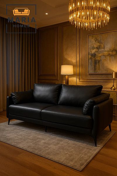 MARIA HOMES WATH Black 3-Seater Sofa – Model KP-022-FS668 BIG