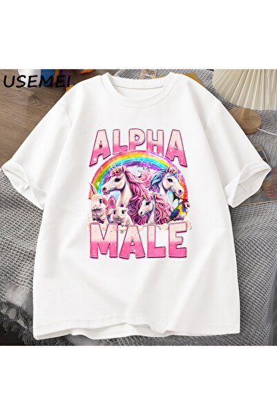 Tarzsokak تي شيرت ألفا للرجال يونيكورن إيروني عتيق 90s تي شيرت ريترو مضحك قوس...