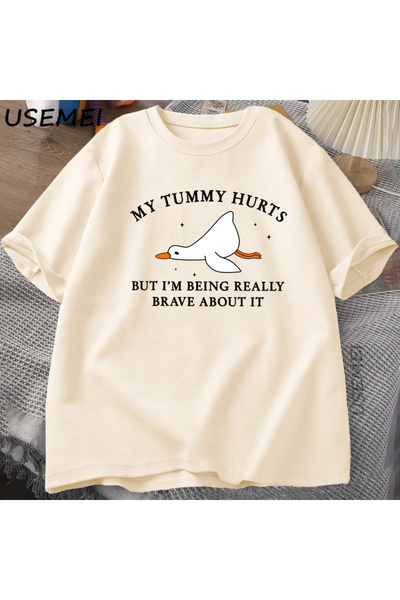 Tarzsokak تي شيرت رجالي مضحك البطن يؤلمن ولكن يجب أن تكون شجاعة حقا Stupid Go...