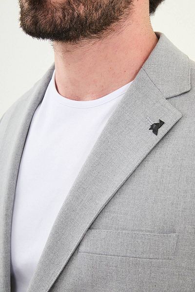 Mcr Straight Slim Fit Mono Collar Classic Men's Jacket Light Gray - 41458.25Y