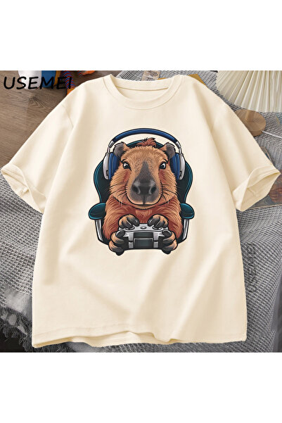 Tarzsokak Unisex Oyuncu Kapibara Gömlek, Kapibara Tank Top, Grafik Sevimli Ke...