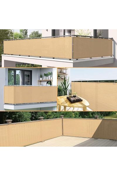 genric FFD Balcony Privacy Screen Fence Cover 90 x 500CM Sand Mesh UV Protection Shade Cloth for Apartm