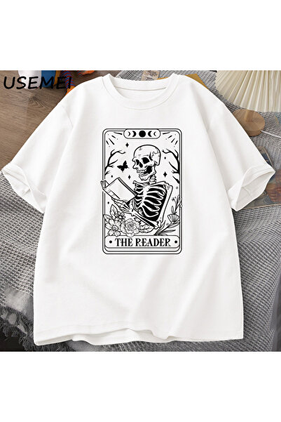 Tarzsokak Tricou pentru cititori de cărți de tarot Tricou cu schelet care cit...