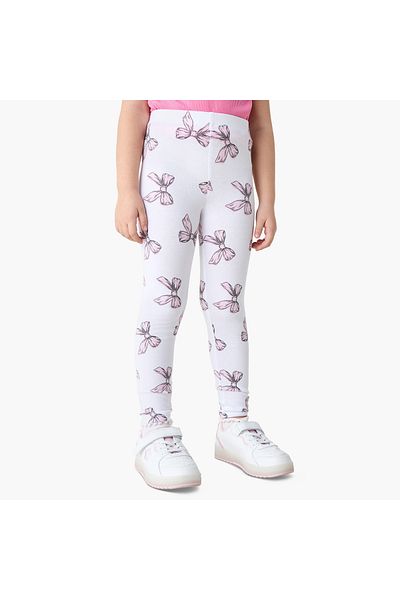 Juniors Bow Print Leggings with Elasticated Waistband