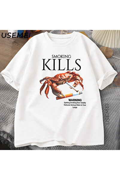 Tarzsokak Cigarete ubijaju rakove Majica Unhinged Weirdcore T-shirt Čudna gra...