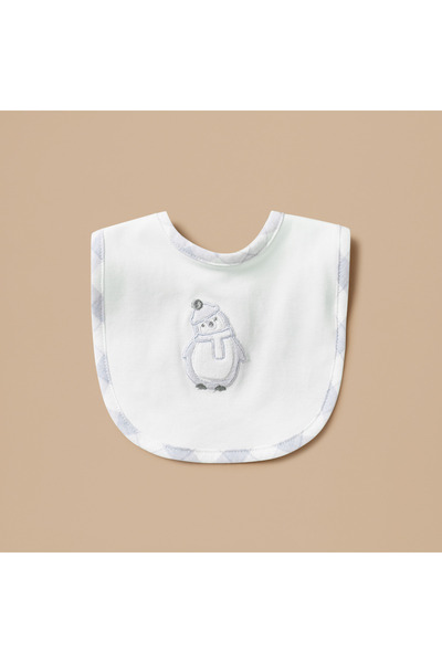 giggles Penguin Applique Bib with Snap Button Fastening