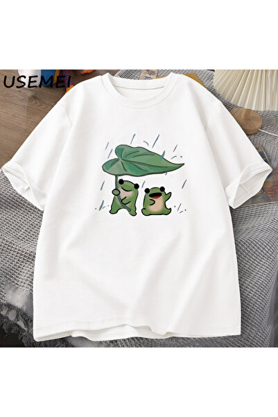 Tarzsokak تي شيرت ضفدع لطيف TKomik Frogs Rain Love تي شيرت رجالي ونسائي رومان...