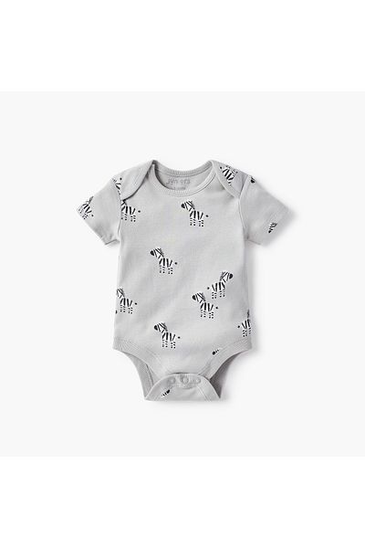 Juniors Animal Print Envelope Neck Bodysuit with Button Closure - Set of 3