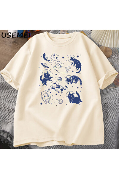 Tarzsokak Ρετρό γάτες στο διάστημα Γραφικό μπλουζάκι δεκαετίας του '90 Vintag...