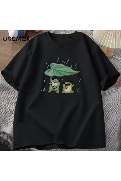 Tarzsokak تي شيرت ضفدع لطيف TKomik Frogs Rain Love تي شيرت رجالي ونسائي رومان...