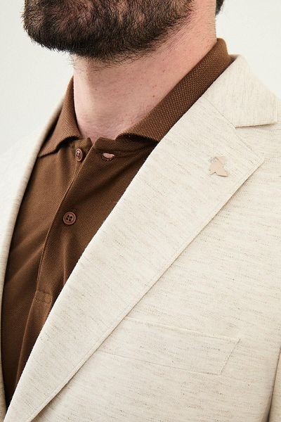 Mcr Crushed Slim Fit Mono Collar Linen Men's Jacket Ecru - 41453.25Y