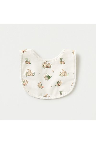 Juniors Bunny Print Bib with Snap Button Closure