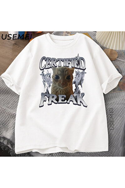 Tarzsokak Sertifikovani čudak smešan mačka meme T-shirt muškarci žene vintage...