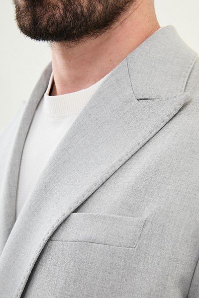 Mcr Straight Oversize Wide Collar Double Breasted Men's Suit Light Gray - 45400.25Y