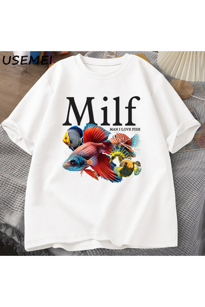 Tarzsokak Čoveče, volim ribu MILF majica, smešan ljubitelj ribe T-shirt muška...