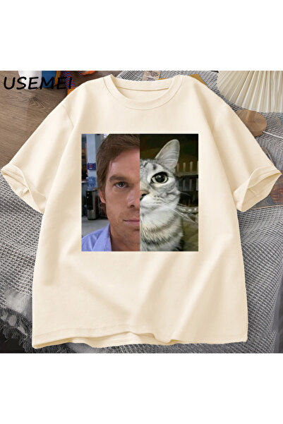 Tarzsokak Tricou Dexter Morgan Cat, amuzant, din bumbac, cu mânecă scurtă, cu...