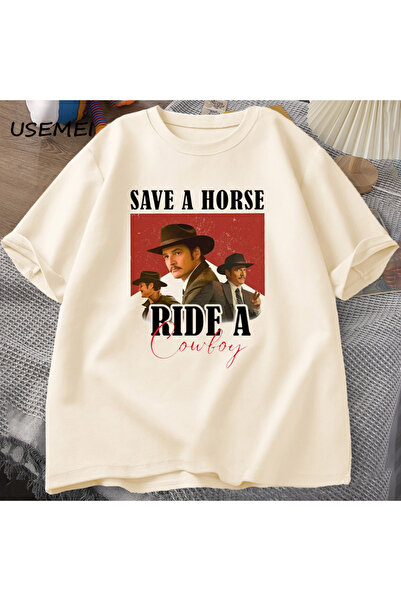 Tarzsokak Педро Паскал Тениска с каубойска графика Тениска с каубой, яздещ ко...