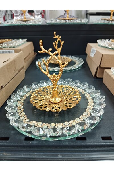 ARCET Yuvarlak Taşlı Cam Lokumluk, Sunumluk