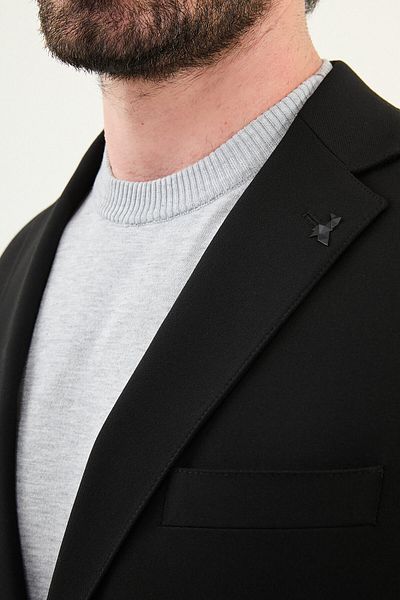 Mcr Straight Slim Fit Mono Collar Classic Men's Jacket Black - 41458.25Y