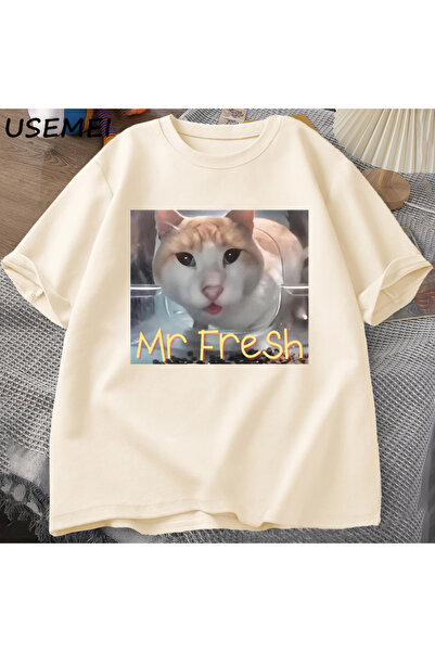 Tarzsokak Г-н Фреш Мем Тениска Оранжева котка яде Тениска Странично око Забав...