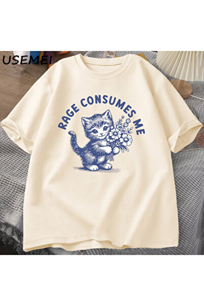 Tarzsokak Tricou Rage Consumă-mă Tricou Weirdcore Amuzant Funny Kitten Meme T...