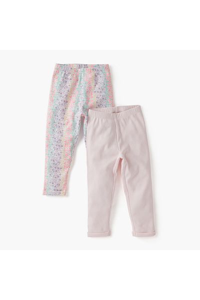 Juniors Assorted Leggings with Elasticated Waistband - Set of 2