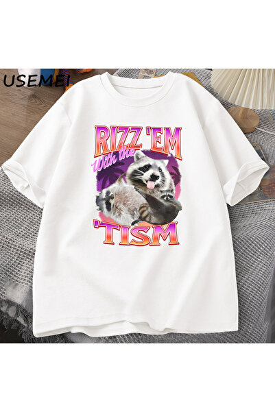 Tarzsokak تي شيرت ريترو مع ريز إم تيم للرجال تي شيرت برسومات الراكون المضحكة ...