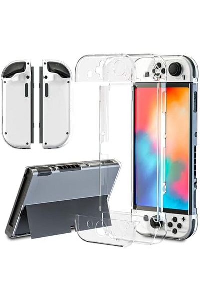 NO N4ME Upgraded Switch OLED Clear Case, Clear Protective Case Cover for Switch, Switch OLED Protective Case