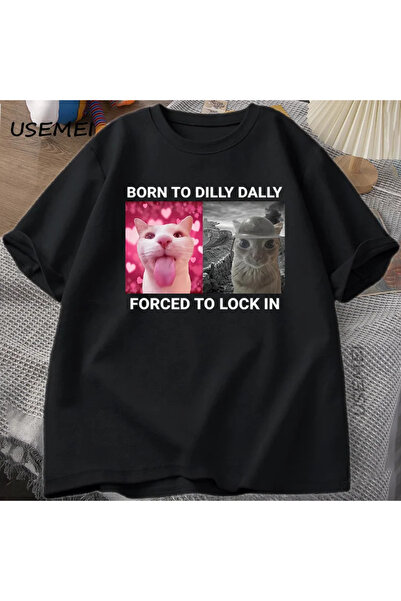 Tarzsokak تي شيرت برسومات مضحكة للقطط التي تضطر إلى قفل ديلي دالي، تي شيرت لل...