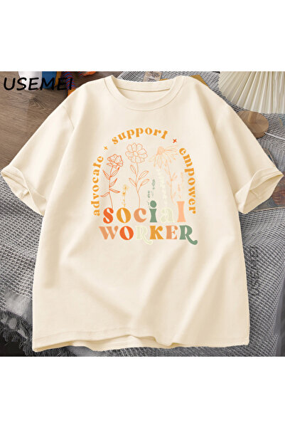 Tarzsokak Σχολικός Κοινωνικός Εργάτης TRetro Social Work Tshirt Casual Loose ...