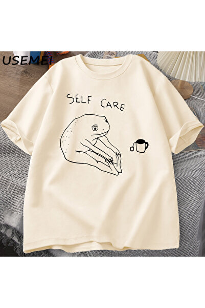 Tarzsokak Αστείο μπλουζάκι βάτραχος για αυτο-φροντίδα Retro Cottagecore μπλου...