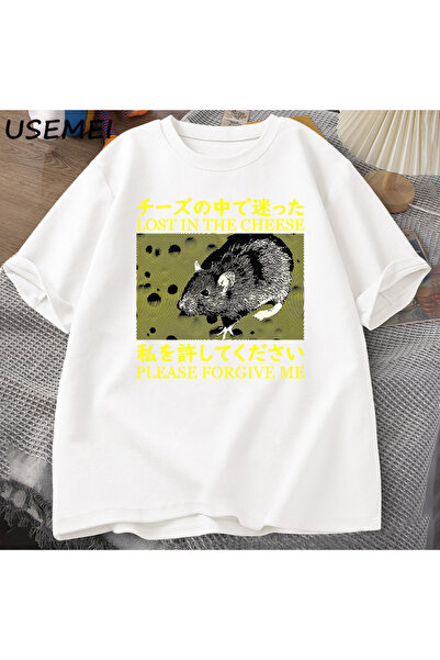 Tarzsokak Tricou în stil japonez Lost Cheese Rat pentru bărbați, din bumbac, ...