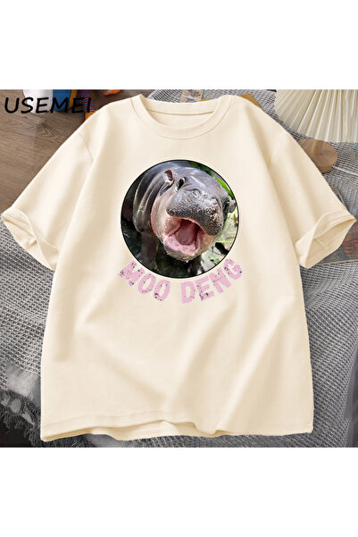 Tarzsokak Moo Deng majica za muškarce i žene Pamuk kratkih rukava, ležerna ma...