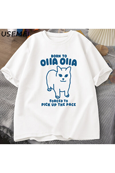 Tarzsokak Tricou Born To OIIA Rotating Cat Tricou amuzant retro cu animale di...