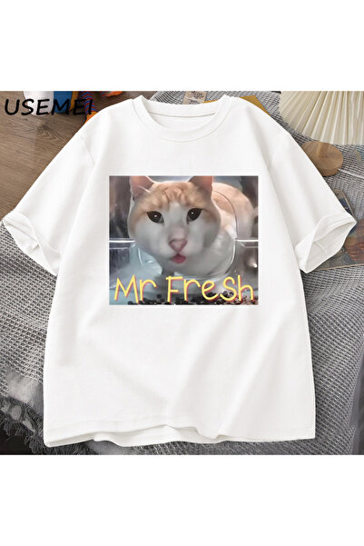 Tarzsokak Г-н Фреш Мем Тениска Оранжева котка яде Тениска Странично око Забав...