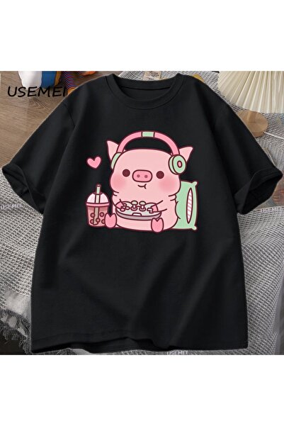 Tarzsokak Drăguțul purceluș mic cu căști pentru jucători, bărbați, femei, con...