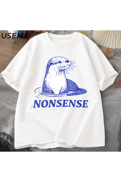 Tarzsokak Su samuru Saçma Baskı TPamuk Tasarımcı Komik Deniz Samuru Meme Tee ...