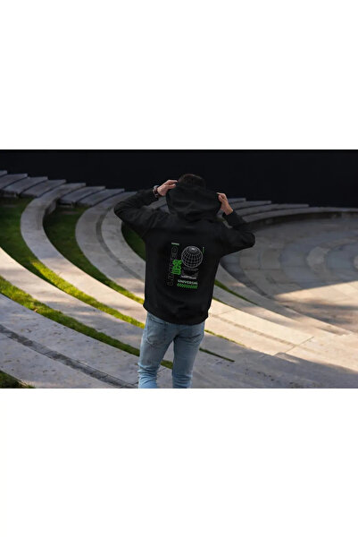 haha سويت شيرت بغطاء للرأس مطبوع من الخلف للجنسين